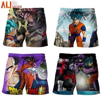 

Anime Print Men's Summer Casual Goku Shorts Super Saiyan 3D Printed Beach Shorts Fashion Male Bermuda Fitness Masculino Trunks