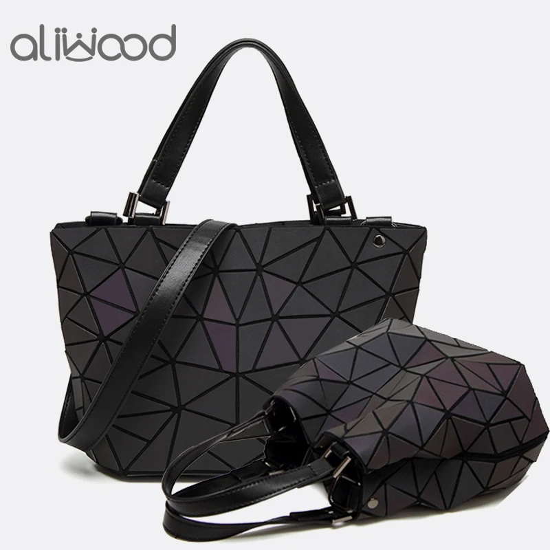 Женские сумки aliwood, Геометрическая светящаяся сумка-мешок, складные сумки, женские сумки через плечо, новые серебристые женские сумки через плечо, сумка-тоут