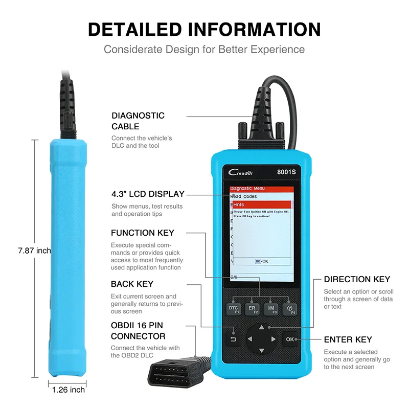 Диагностический сканер launch Creader 8001 S OBD2 диагностический инструмент четыре