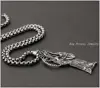 Silver Color Holy Saint Death Santa Muerte Skull Mens Pendant Necklace Stainless Steel Jewelry 24" Rolo Chain Hip Hop 3