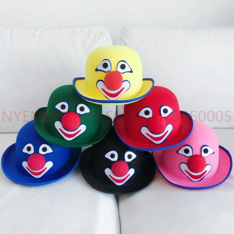 

2018 Adults Circus Clown Hat Cosplay Props Performance Headwear Costume Accessory Party Hats 100pcs