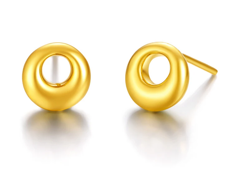 

Authentic Solid 999 24K Yellow Gold Earrings Circle Earrings 1g