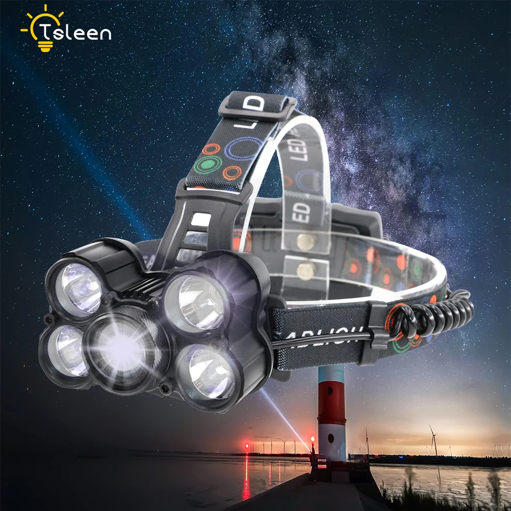 

Waterproof Led Head Flashlight 18650 Battery Operated Lighting Black Shell Head Lamp Light For Running Hunting Bicycle With Usb
