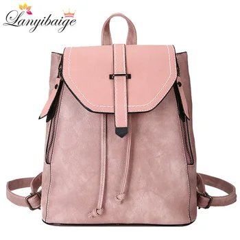 

Vintage leather matte women backpacks high quality multifunction shoulder bag woman travel backpack retro school bag for lady