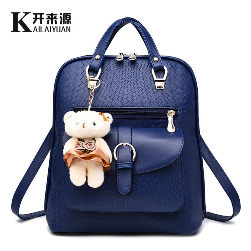2016 Cute Cartoon Bear Women Backpack Preppy School Bags Backpack for Girls Teenagers Knitting Women Backpack