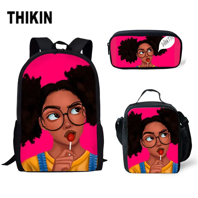 THIKIN африканская американская девушка 2019 школьные сумки для подростков девочек черный Королева школьный рюкзак детский мешок на заказ
