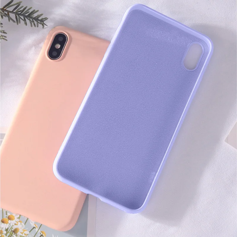 

Solid Color Silicone Couples Cases For iphone XR X XS Max 6 6S 7 8 Plus Luxury Soft Back Matte Color Simple Fashion Phone Case
