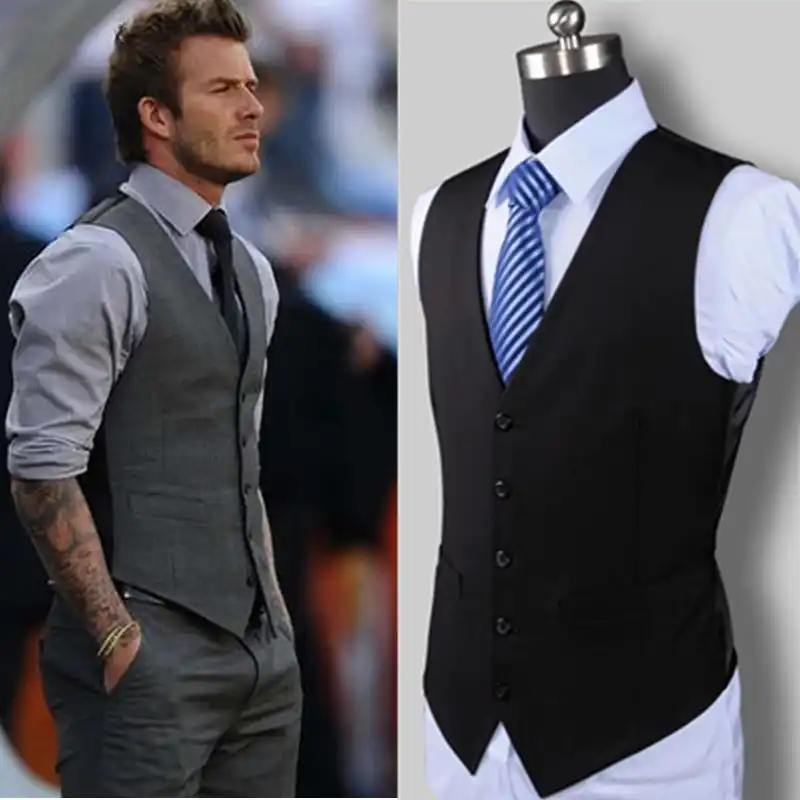 Nuevo Vestido De Boda Productos De Alta Calidad Chaleco De Traje De Diseno De Moda De Algodon Para Hombre Chaleco De Traje Casual De Negocios De Alta Gama Negro Gris Para Hombre Chaleco De