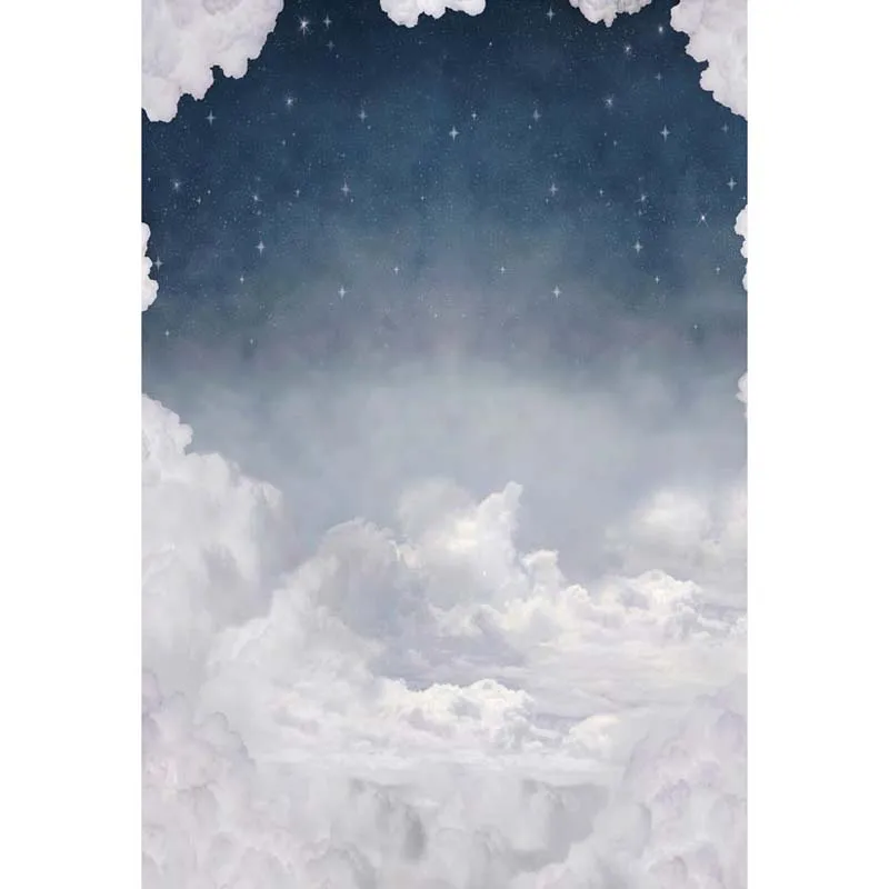 5 X7Ft Outdoor Steel Blue Sky Sparkle Stars Nuvole Bianche Fondali Fotografici Personalizzati Sfondi Da Studio Vinile 150Cm X 220Cm