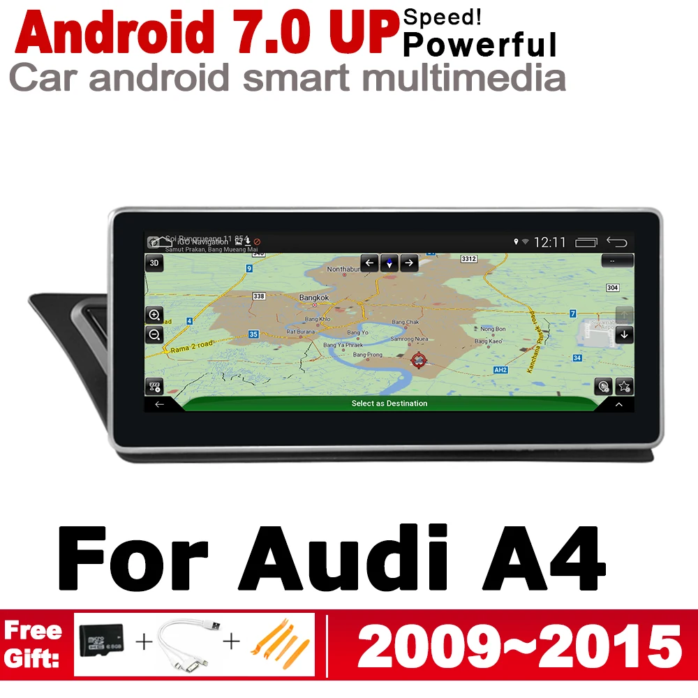 

10.25" HD Screen Stereo Android 7.0 up Car GPS Navi Map For Audi A4 8K 2009~2015 MMI Original Style Multimedia Player Auto Radio