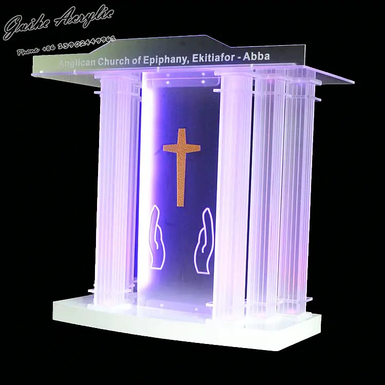 GUIHEYUN Grand акриловая церковная подиумная плексиглас Pulpit Priest Lectern с светодиодный подсветкой