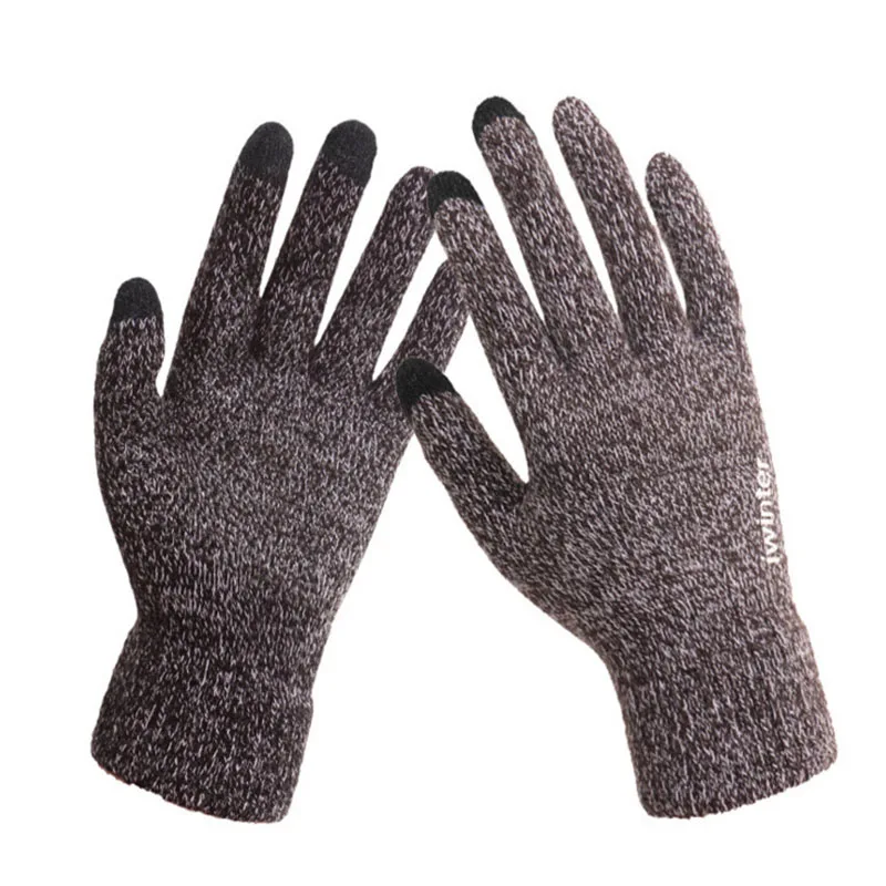 NDUCJSI Non-Slip Mittens Touched Screen Gloves Cashmere Knitted Mittens Winter Men and Women Warm Letter Printed Wool Gloves