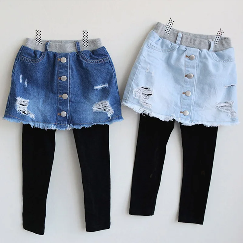 

Children's Clothing 2017 Spring Children's Wear Children's Leggings False Two Children Denim Skirt Pants Girls Pants