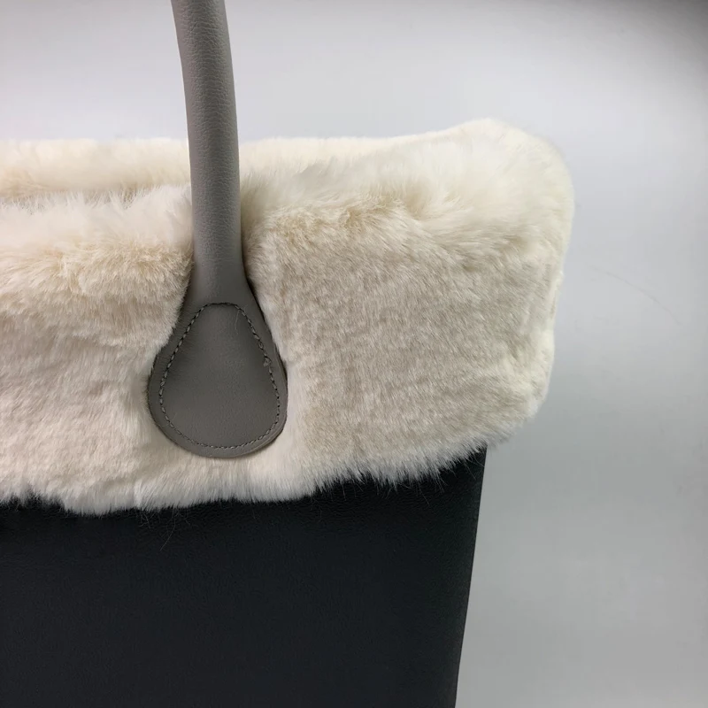 Thermal Decoration Faux Rabbit fur Plush Trim for Classic Mini size O BAG Obag Fit for handbag Accessories