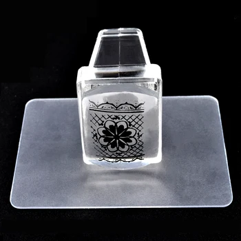 

New Square Transparent Jelly Nail Art Stamper Scraper Set DIY Polish Design Print Template Stamping Tools