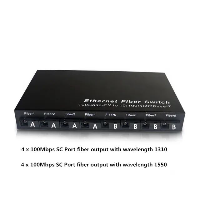 Optical Fiber Switch 8 port 100Mbps SC fiber and 2 port