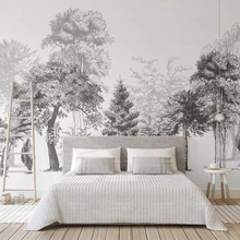 Beibehang Custom wallpaper modern minimalistic black and white sketch style abstract woods TV background wall mural 3d wallpaper