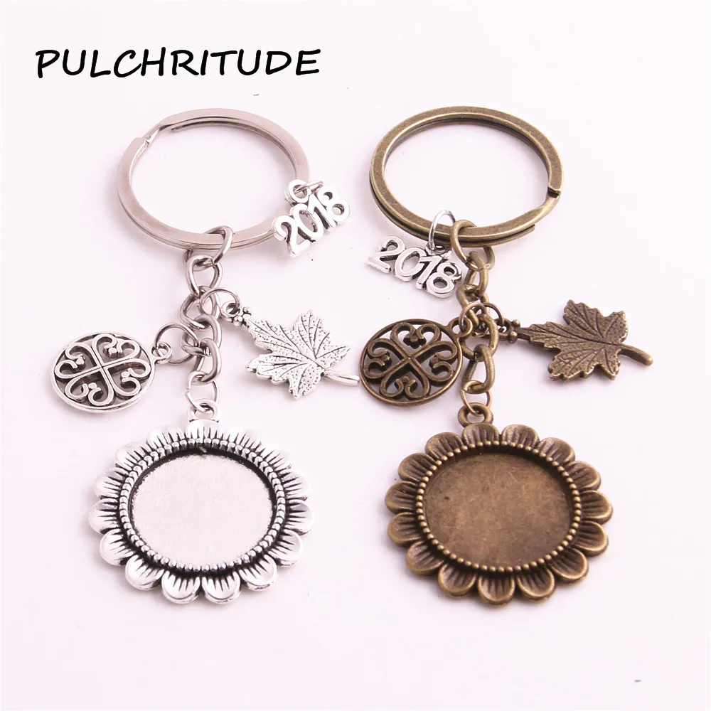 

PULCHRITUDE 3pcs Fit round 20mm 25mm Cabochon Dia Plants Tree Leaves Charm Pendant Key Chain Diy Jewelry Making c1941