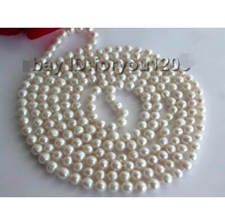 

FREE SHIPPING>>>@@ > Longest 65" Natural Natural 8mm White Pearl Necklace! ^^^@^Noble style Natural Fine jewe &