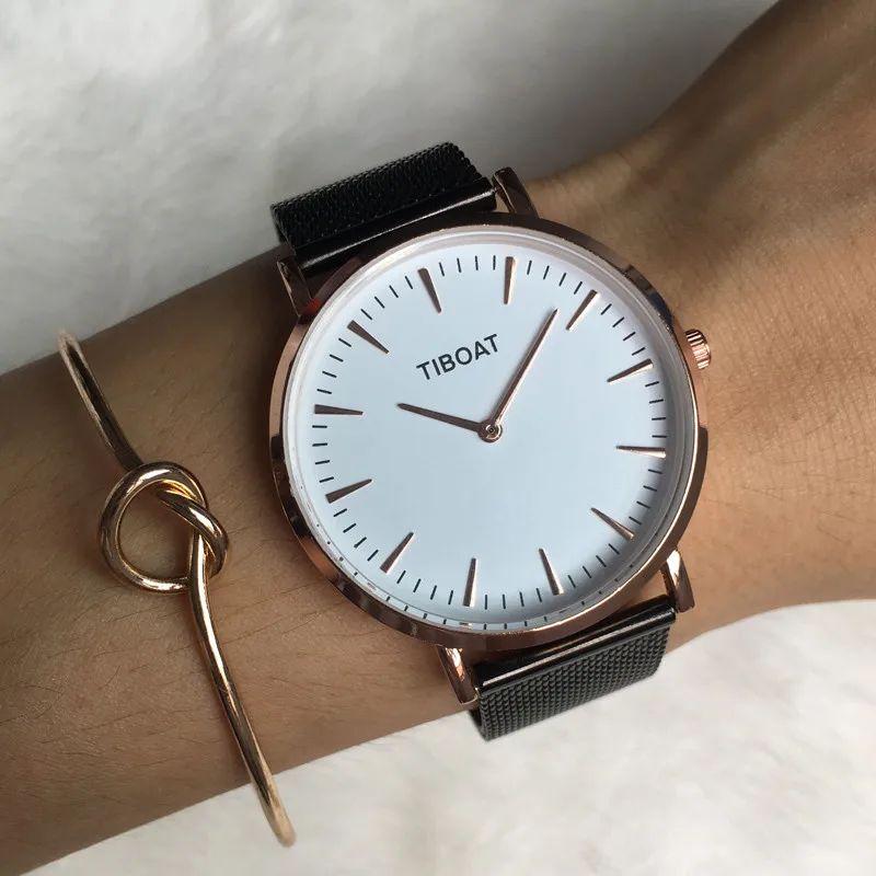 TIBOAT 40mm Stainless Steel Mesh Minimalist Watch Japan Movement Quartz Waterproof Watch Gold Whatch Women Gifts For Women TIBOAT 40mm Stainless Steel Mesh Minimalist Watch Japan Movement Quartz Waterproof Watch Gold Whatch Women Gifts For Women