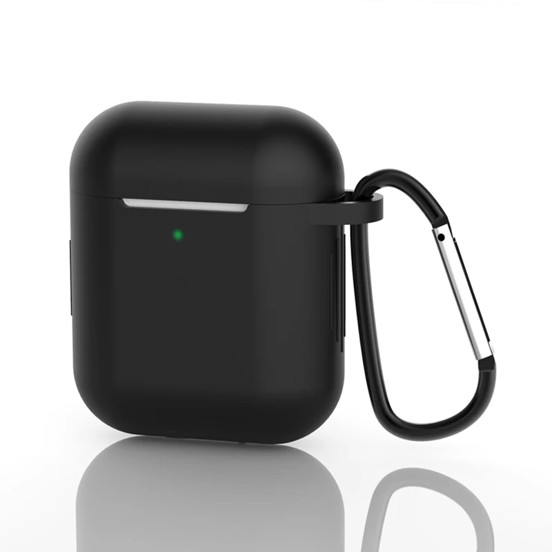 1 шт. силиконовый Bluetooth беспроводной чехол для наушников, защитный чехол, аксессуары для Apple Airpods 1/2, зарядная коробка с крючками - Цвет: Black