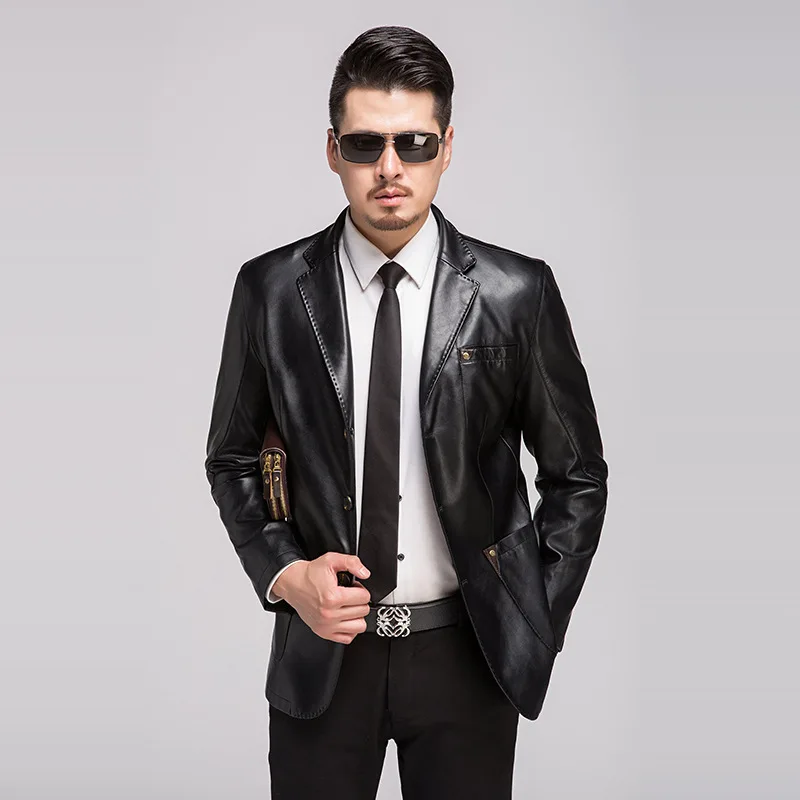 Fashion Male Suit Leather Jacket Spring And Autumn Short Design Suit