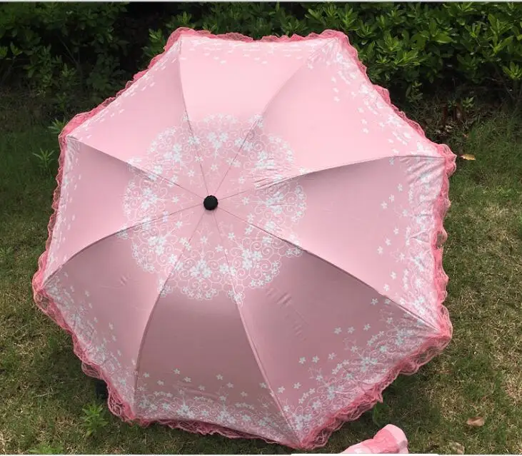 New Arrival Brand Umbrella Women Lace Rain&Sun Sweet Princess UV Protection Three Folding Durable with women|durable umbrella|princess