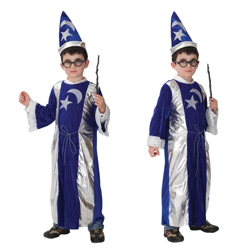 

Disfraces Halloween magician Costume for Children Boys girl Master Cosplay Kids Magic gowns Role play Masquerade party dress up
