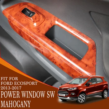 

car Interior POWER WINDOW SWITH cover carbon fiber mahogany ABS plastic car window lifts cover for ford ecosport 2013-2017