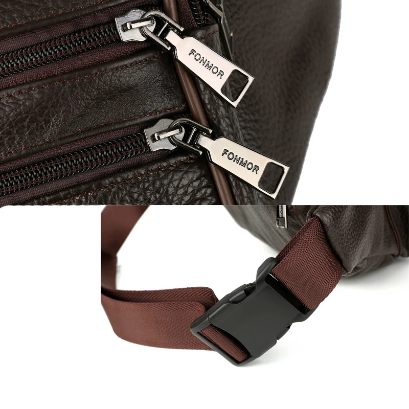 FONMOR, натуральная кожа, сумки на пояс на молнии, большая вместительность, многофункциональная сумка через плечо для мобильного телефона, мужская сумка на ремне из воловьей кожи