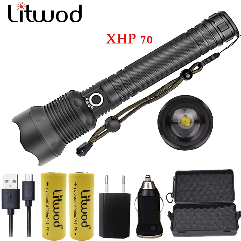 Z20Litwod 1282 CREE XLamp XHP70 Мощный тактический светодиодный фонарь 26650 18650 аккумулятор