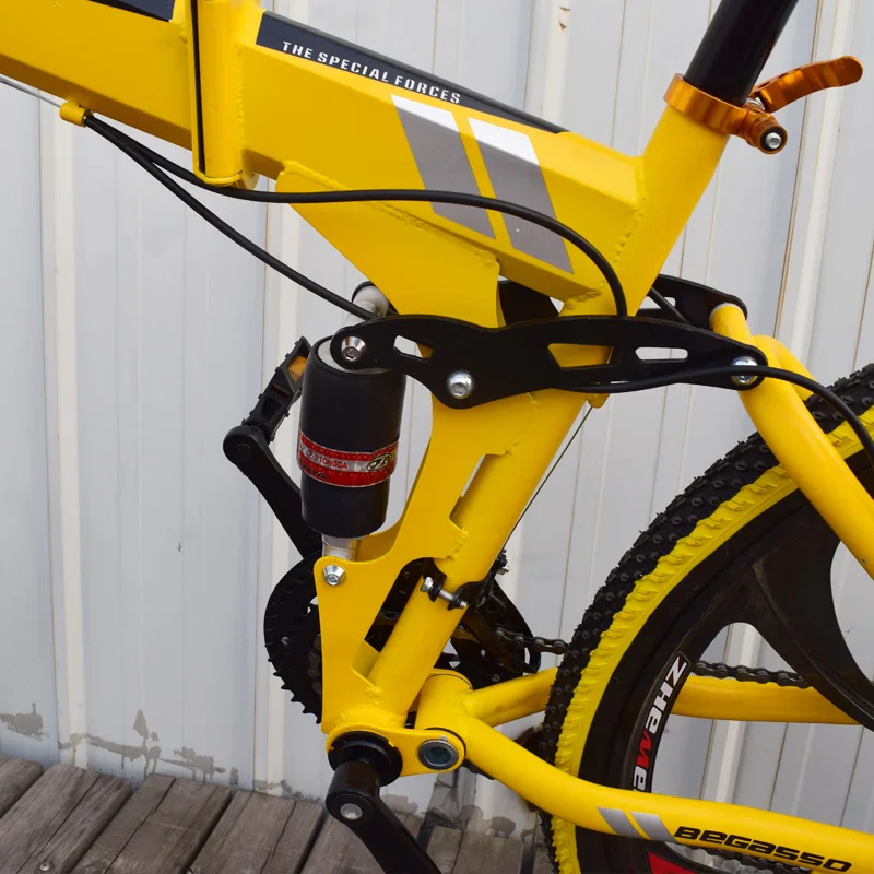 Excellent 26inch High Carbon Steel Folding Road Bikes Mountain Bicycles 21 Speed Wheel Bicycle Double Disc Brake Six Colors Men and Women 2