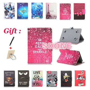 

Universal 7 inch Cartoon Printed Stand Case For Prestigio MultiPad Wize 3037 3G PMT3037 7" Tablet PU Leather cover case +2 Gifts