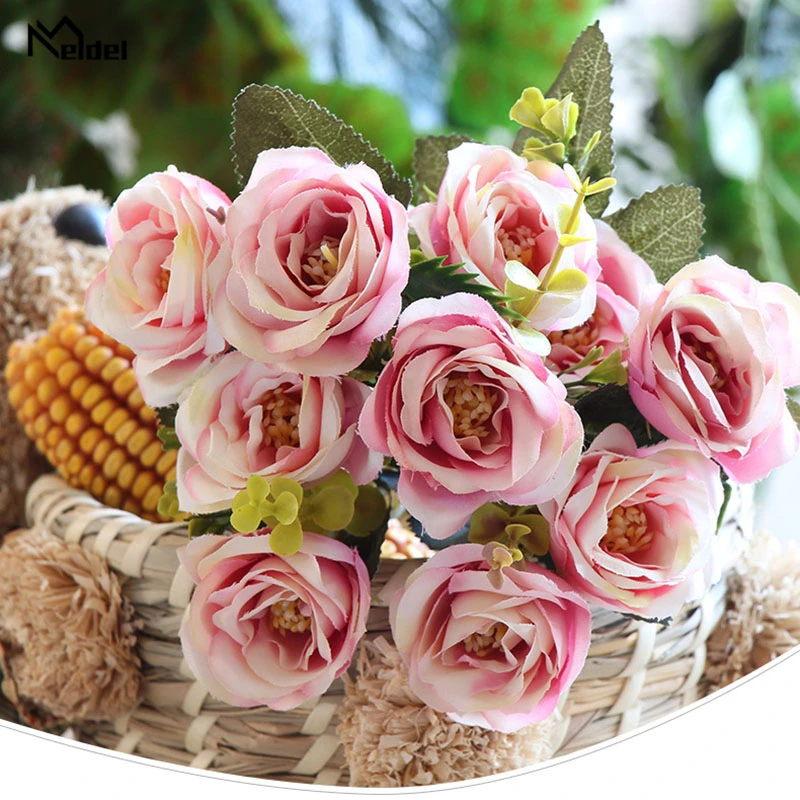 fake silk peonies bouquet roses artificial flowers wedding home decoration (3)