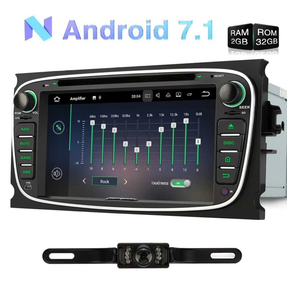 Pumpkin 2 Din 7''Android 7 1 автомобильный dvd плеер для Ford Mondeo/Focus GPS навигация