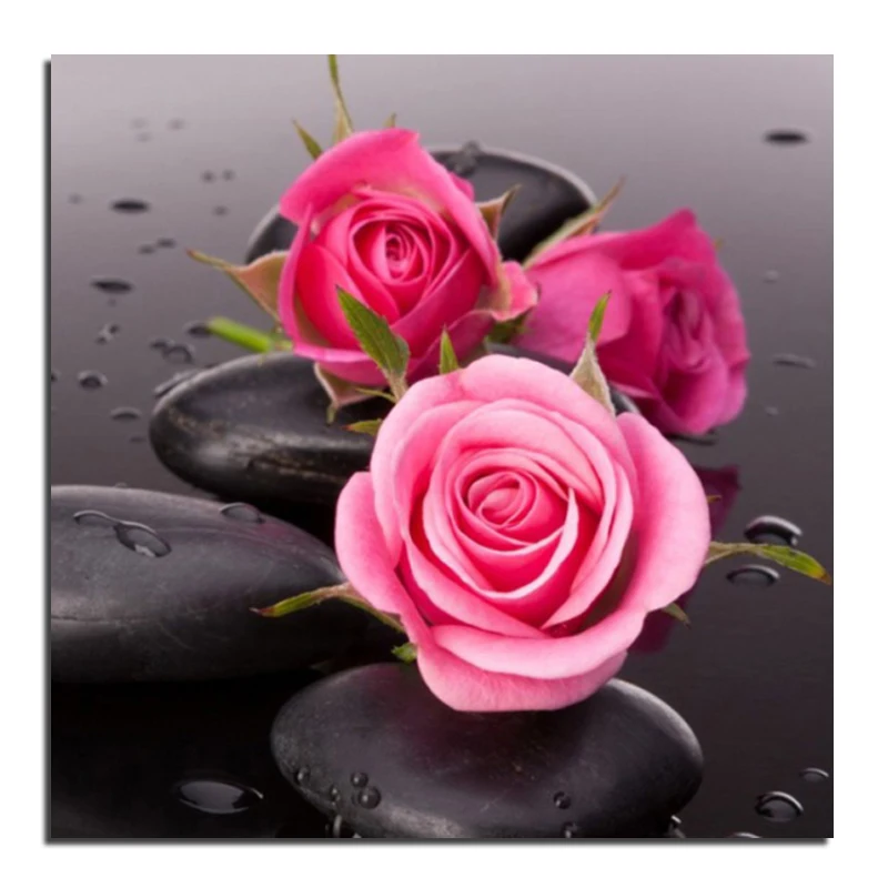 Black stone red rose 35x35 Diamond embroidery Diy diamond square drill rhinestone pasted Crafts Needlework home decoration | Дом и сад