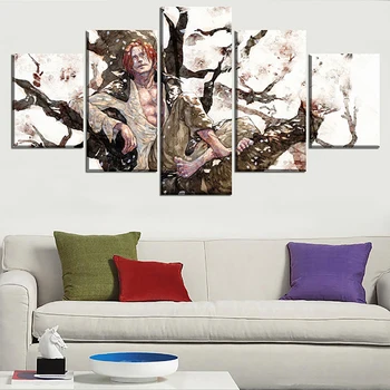 

Canvas Pictures Home Decoration Paintings Wall Art 5 Pieces Prints Animation One Piece Lufei Poster Hotel Modular Living Room