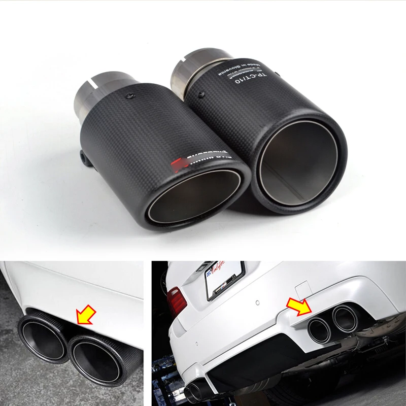 

2.48inch Dim Carbon Fiber Pattern Auto Exhaust Pipe Muffler End Tips Silp on For Car 63-89mm Round Silencer System