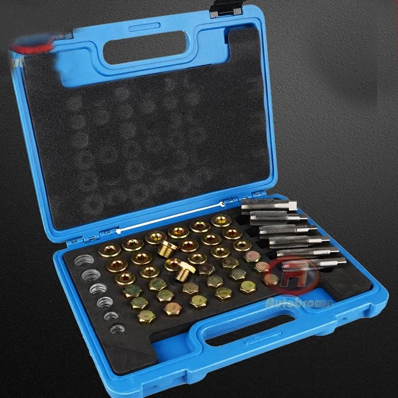 

114pcs Oil Sump Screw Thread Repair Tool Kit Drain Plug Oil Pan Drain Sump Plug Key Tool