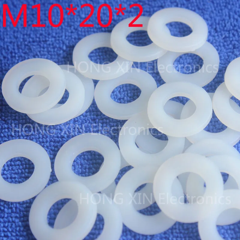

M10*20*2 White 100pcs Nylon Washer Plastic Flat Spacer Washer Thickness circular round Gasket Ring High Quality circular