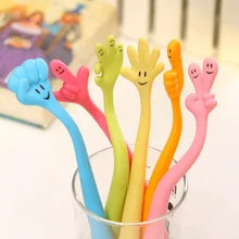 12 шт./партия креативные канцелярские милые Мультяшные шариковые ручки с гибкой ручки для лица