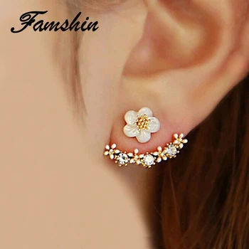 

FAMSHIN Fashion Simulated Pearl Earrings Cute Cherry Blossoms Flower Stud Earrings for Women Blossoms Earrings Female Jewelry