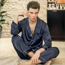 YT-059 пятно пижамный комплект шелковые пижамы пикантные современные Стиль мягкие Для мужчин ночное 2 шт. рубашка брюки сна Пижама комплекты пижамы Весна