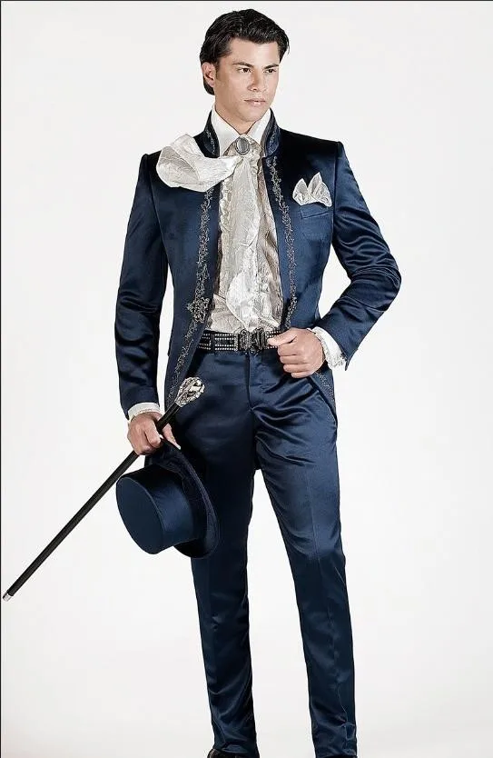 New-style-Customize-made-Slim-Fit-Groomsmen-embroidery-Groom-Tuxedos-white-green-Men-Suits-Wedding-Best