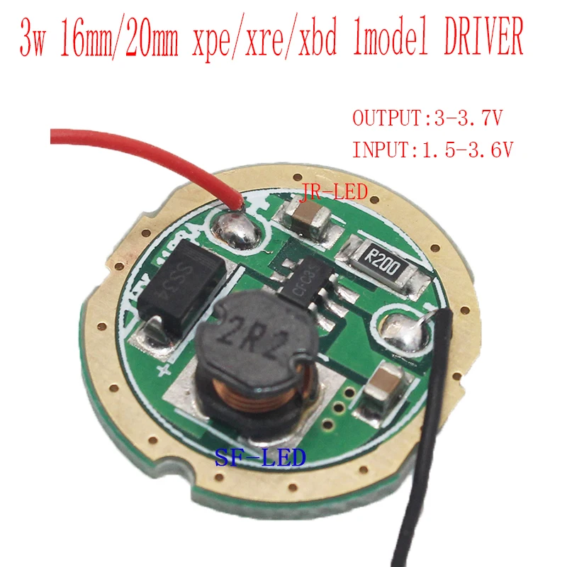 5 шт. 3 Вт светодиодный драйвер 16 мм/20 мм DC3.7V 1 Режим светодиодный драйвер фонарика для CREE XRE-Q5/XPE XP-E/XBD XB-D все виды 3 Вт светодиодный светильник
