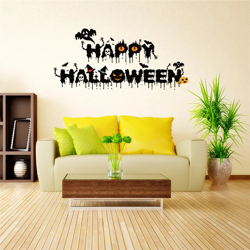 vinyl removable 3d wall sticker halloween crow devil decor decals