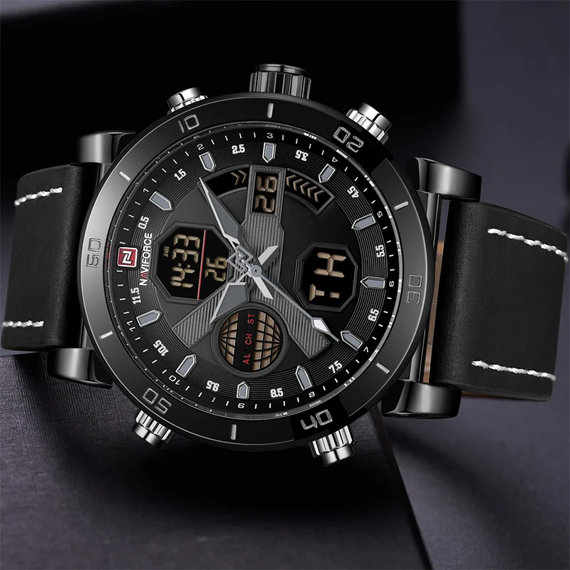 NAVIFORCE Luxury Men's LED Analog Quartz Watch Men Army Military Sport Watches Male Waterproof Date