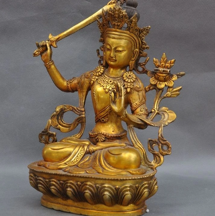 12 &quotдревнетибетский буддизм Бронзовая позолота kwan yin GuanYin Манджушри Бодхисаттва