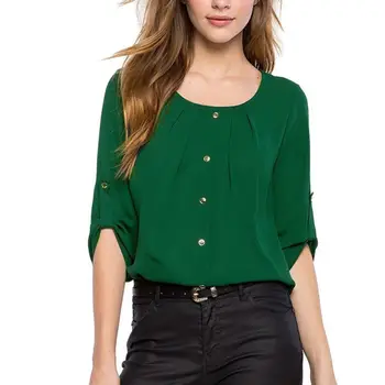

Fashion Women Loose Three Quarter Sleeve Blouse Casual Shirt Summer Chiffon Tops New Fashion Women Clothing