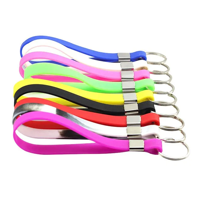 Customized 150pcs Larger Size Silicone Wrist Keychain Keyring Simple Strap Keychains Useful Key